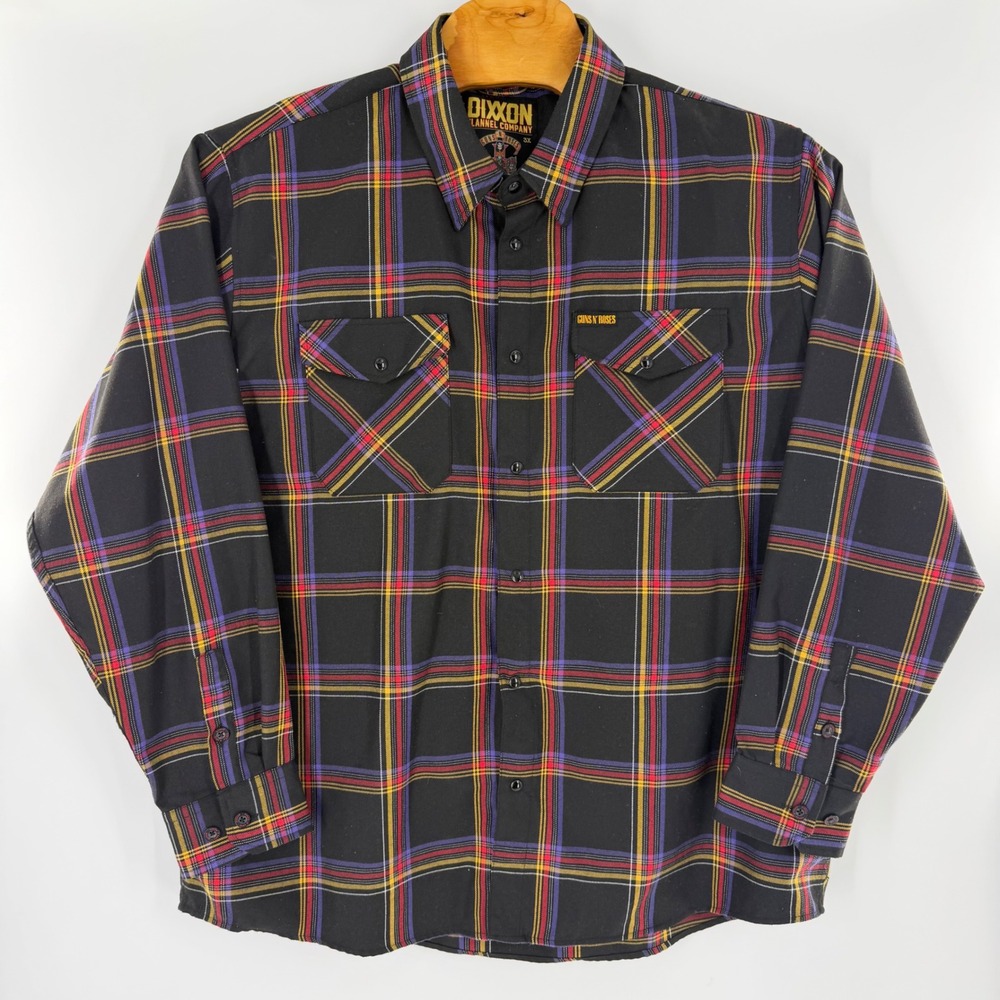 Dixxon Flannel Guns N Roses Appetite For Destruction Plaid Shirt Mens 3X Black